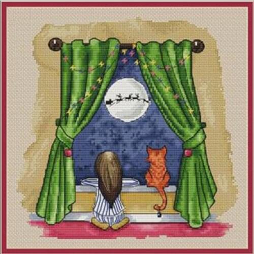 Little girls christmas dream Counted Cross Stitch 11CT 14CT 18CT DIY Chinese Cross Stitch Kits Embroidery Needlework Sets