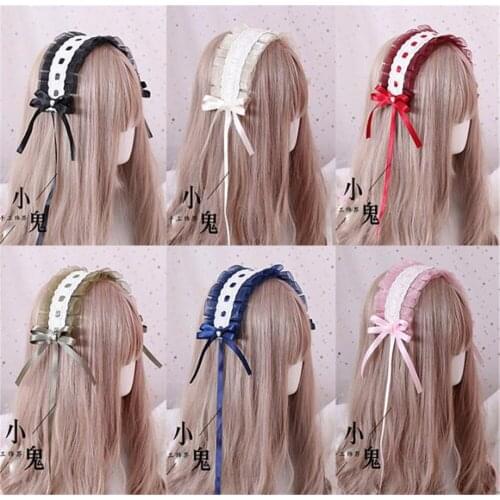 Rose Garden of Angels Vintage Japanese Sweet Lolita Lace Bow Headwear Maid Hair Band Daily Hair Accessories Headbands B583