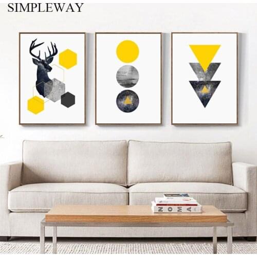 Scandinavian Starry Sky Deer Abstract Poster Canvas Wall Art Print Painting Nordic Decoration Picture Modern Living Room Decor