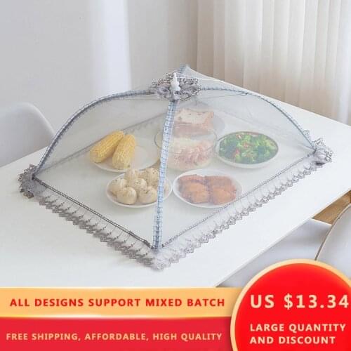 Meal Cover Foldable Dining Table Cover Vegetable Cover Umbrella Food Anti-fly Large Rectangular Bowl Rice Cover kichen gadget