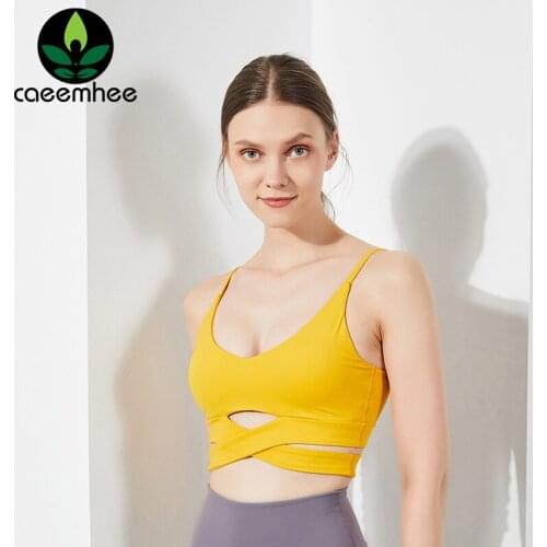 CAEEMHEE Shockproof Padded Push Up Sports Bra Women Hollow Out Fitness Crop Top Workout Running Underwear Gym Vest Sportswear