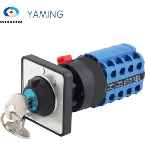 LW26-20/4 Single Hole With Lock Key Installation Universal 3 Positions 4 Sections Dual Power Forward And Reverse 20A Cam Switch