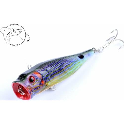 1Piece 9cm 14.4g Wobblers Popper Fishing Bait Lures With 2 Treble Hooks Color Painting Floating Isca Artificial Hard Bait Pesca