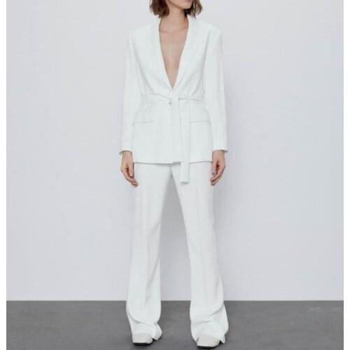 Ivory Women Pantsuits With Belt ( Jacket+Pants) Long Sleeve Suit Women Jacket Suits Female Ladies Customize Made