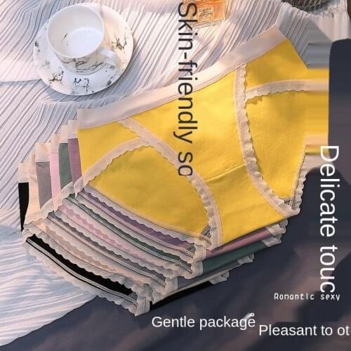 Womens Cotton Underwear Sexy Lace Panties Fashion Comfort Traceless Briefs Mid Waist Seamless Underpants Female Lingerie