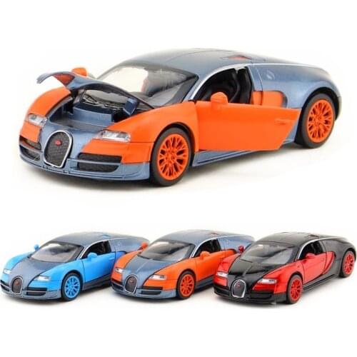 1:32 Scale Diecast Alloy Metal Super Sports Car Model For Bugatti Veyron Collection Pull Back Sound&Light Toys Vehicle