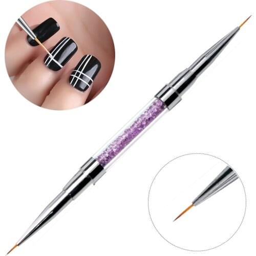 1PC Purple Diamond Nail Art Liner Painting Pen 3D Tips Acrylic UV Gel Brush French Lines Flower Drawing Manicure Tool