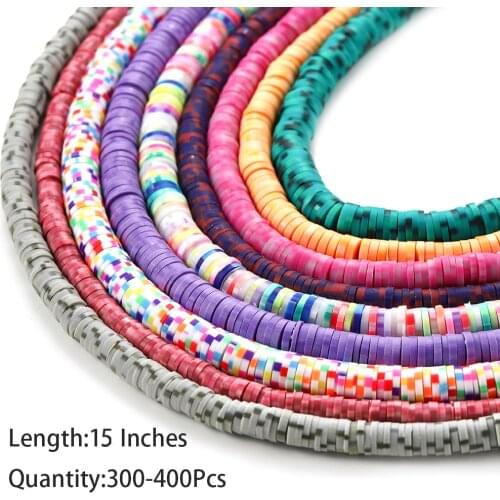 15 Inch Boho African Disc Clay Beads Flat Round Polymer Chip Disk Loose Spacer Beads For DIY Jewelry Making Accessories Supplies