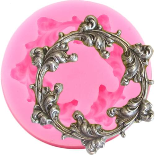 3D Flower Wreath Silicone Mold Scroll Relief Fondant Cake Decorating Tools Candy Polymer Clay Chocolate Gumpaste Moulds