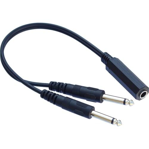 6.35mm ( 1/4" ) Stereo Fmale to 2 X 6.35 Male Y Splitter Adapter Audio Cable 30cm Double 6.5mm Amplifier Cord