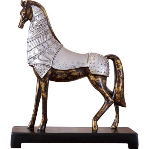 EUROPEAN CREATIVE HORSE FURNISHING RETRO ARMOR HORSES STATUE RESIN ART&CRAFT HOME DECORATION ACCESSORIES FOR LIVING ROOM R2301