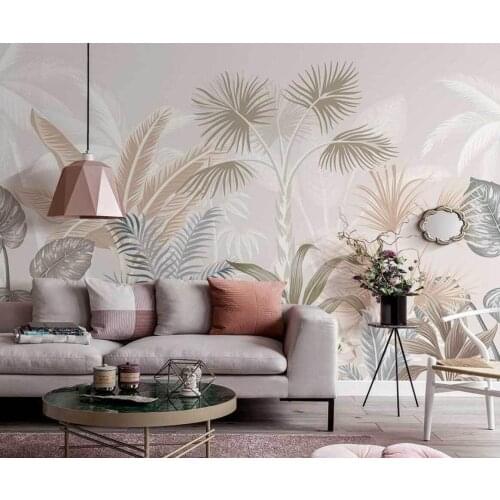 Custom size mural retro tropical plant leaf mural indoor background wall home decoration living room bedroom 3d wallpaper photo