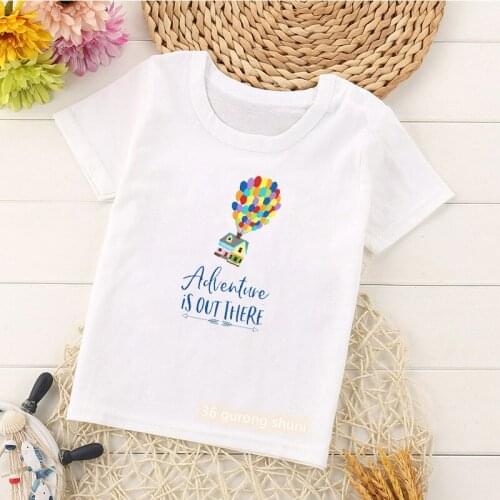 T-shirt for boys/girls funny hot air balloon house cartoon print kids clothes Harajuku tees boys/girls all suitable tshirt tops