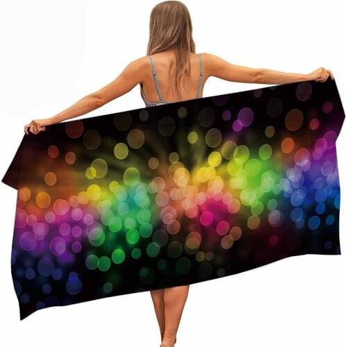 HELENGILI Rainbow Pop Microfiber Pool Beach Towel Portable Quick Fast Dry Sand Outdoor Travel Swim Blanket Yoga Mat