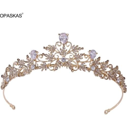 Bride Crown Wedding Korean Wedding Head Accessories Leaf-Set with Diamond Beautifully AAA Zircon Birthday Dress Accessories