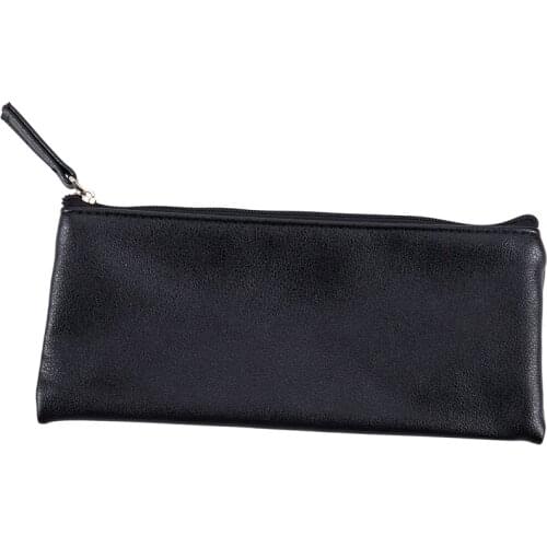 Leather Pencil Case Pouch Bag with Zipper,Pencil Case Soft Pencil Case Makeup Pouch Cosmetic Pouch(Black)