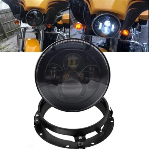 7inch Round Headlight Ring Mounting Bracket &7 inch LED Headlight Wire Harness Adapter for Harley Road King Electra Glide Fatboy