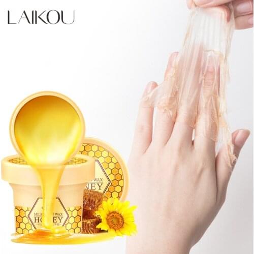 LAIKOU 120g Milk Honey Hand Mask Hand Wax Natural Extract Exfoliating Whitening Moisturizing Filming improve Calluses Skin Care