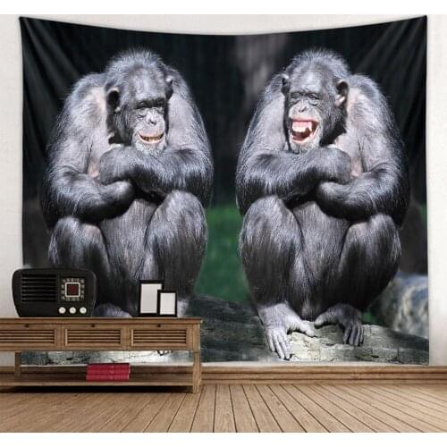 Lingxia-The chatting gorilla print tapestry is soft, comfortable and easy to care for wall decoration hanging cloth