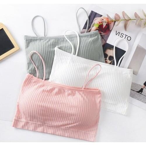 Fashion Summer Women Crop Tops Bra Sexy Seamless Tube Top Solid Color Chest Pad Underwear