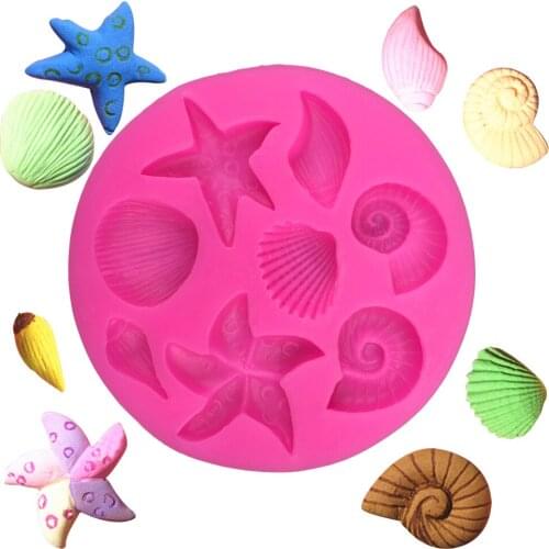 Marine life shells Shape 3D fondant cake silicone mold food grade mastic confeitaria chocolate pastry candy making tools F0240