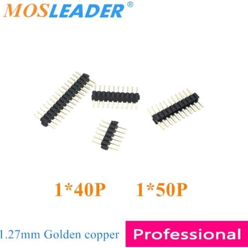 Mosleader 200pcs 1.27mm 1*40P 1*50P Male Pin header Single Row Copper Golden Straight Pins 1x40P 1X50P 40P 50P high quality