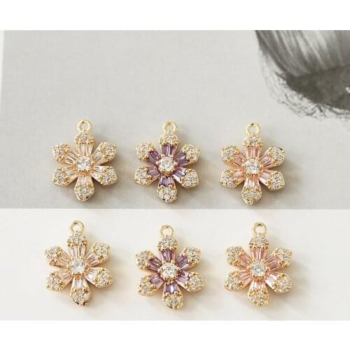 New Listing 12pcs/lot flower/snowflake shape Zircon decoration alloy floating locket earring charms diy jewelry making accessory