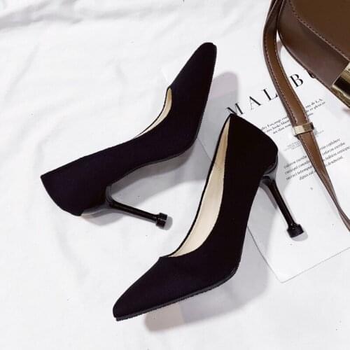 New Spring Woman High Heel Ladies Shoes Fashion High-quality Leather Frosted Leather Wedding Shoes High Heel Women Shoes W37-19