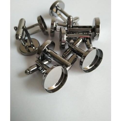 Wholesale Jewelry Accessores Cufflink Blanks Cameo Settings Gunmetal Black Cufflinks Trays for 16mm round Cabochons CFS013