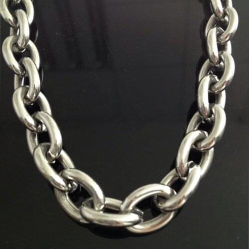 7"-40" Huge Jewelry Mens 316L Stainless Steel Silver Color Big O Link Chain Necklace High Quality 8/11/13/15mm Not Fades