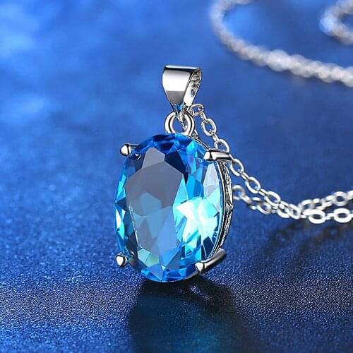 CZ Pendant Necklace Charms Pendant Necklace Jewelry Gifts Womens Clavicles Necklace Ladys Clavicle Chain Personality Blue