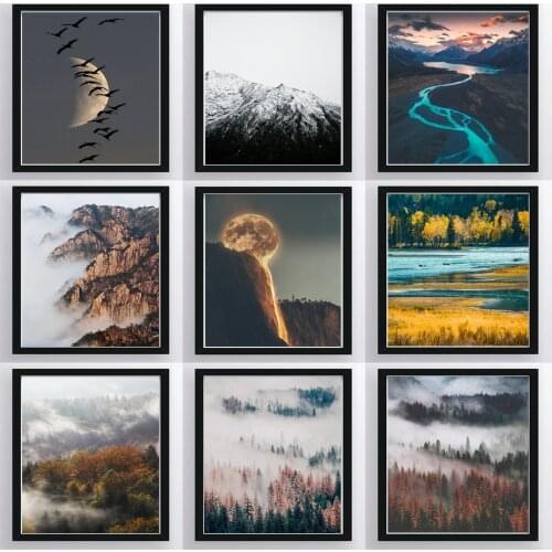 Wild Forest Landscape Mountain Scenery Poster Canvas Print Painting Wall Art Living Room Home Decoration