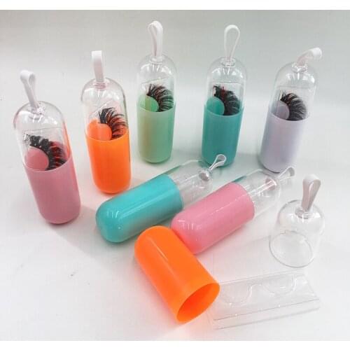 Eyelashes Bottles Cosmetic Containers Empty Packaging Case Capsule Bottle with Natural 3D Full Strip Mink Lashes