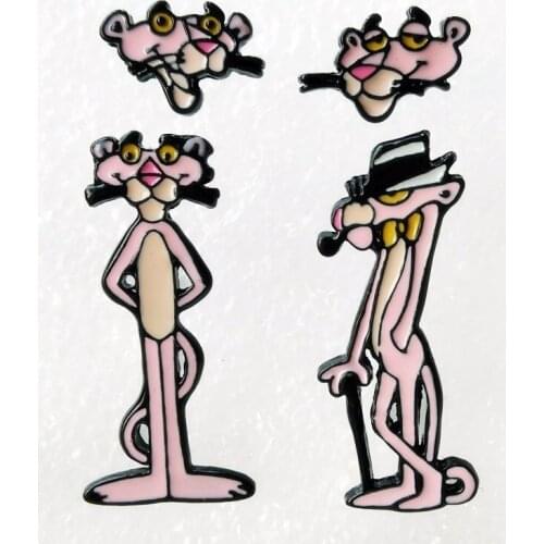 Pink Panther 2style Fashion Anime Cartoon Earring Animal Stud Earrings Women Girls Kids Jewelry New Gifts