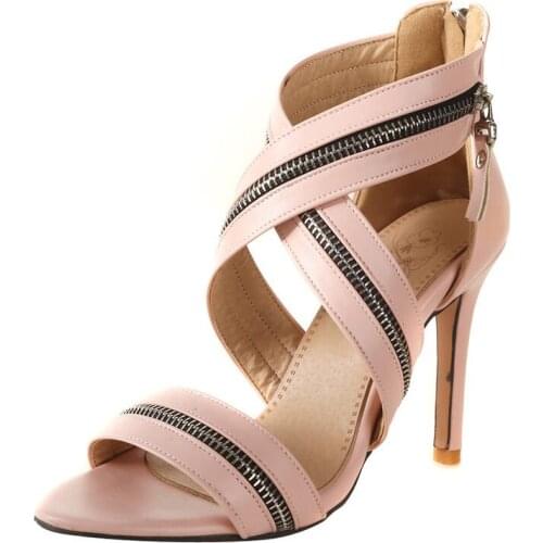 Zipper Gladiator Sandals Women Summer Cross-Strap High Heels Women Shoes Open Toe Party Sandals Dress Shoes XKD4169