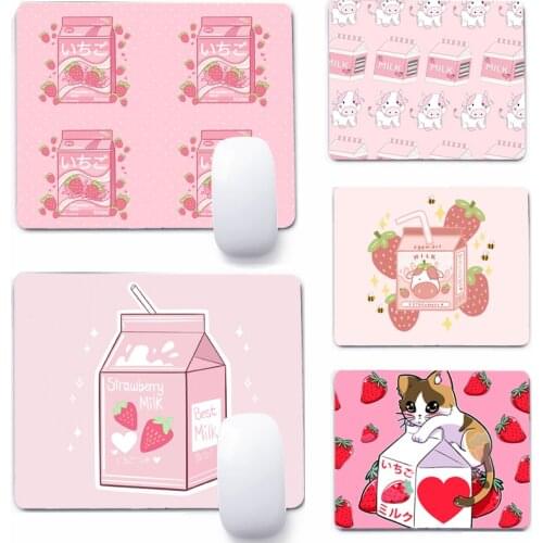 Girly Cute Pink Strawberry Milk Mouse Pad Deskpad Gaming Writing Desk Mat Keyboard Mats For Office Home Computer Mousepad