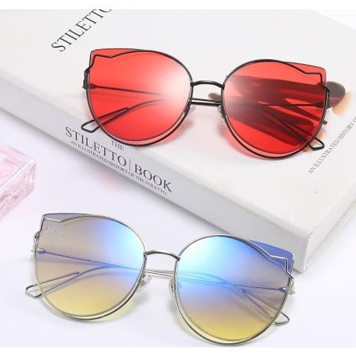 Oversize Cat Eye Sunglasses Women Big Frame Gradient Sun Glasses Female Oculos Unisex Eyewear Luxury Mirror Oculos de sol