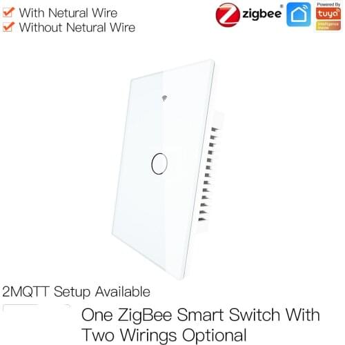 Tuya Zigbee Wall Touch Smart Light Switch With Neutral/No Neutral/No Capacitor App Remote Control Work With Alexa Google Home