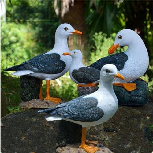 Outdoor Resin Seagull Birds Crafts Mediterranean style Ornament Garden Simulation Animal Sculpture Accessories Decoration Art