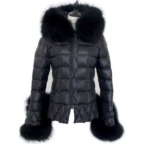 2020 New Womens Winter Jackets And Coats Large Real Raccoon Fur Collar White Duck Down Parkas Black Lady Down Outwear Brand