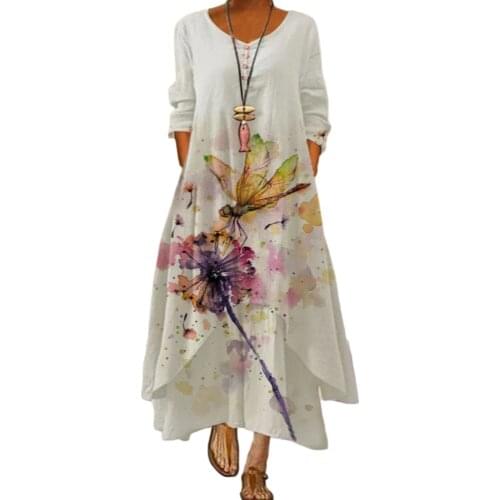 Female Trend Hot Sale Dress 2021 Summer Style European and American Fashion Popular Printed Long Sleeved Dress