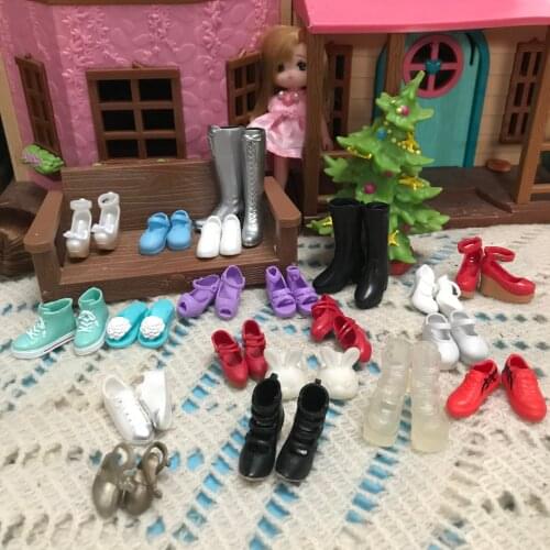 1/6 High Heel Shoes For Dolls For Licca Momoko Doll Blyth doll Shoes Fashion Plastic Shoes For Girls Dolls White Red Shoes1