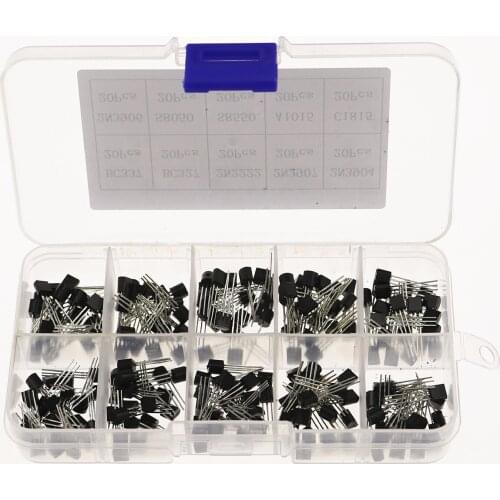 200pcs/set 10Values*20pcs Transistors Box Pack Transistor kit BC337 BC327 2N2222 2N2907 2N3904 2N3906 S8050 S8550 A1015 C1815