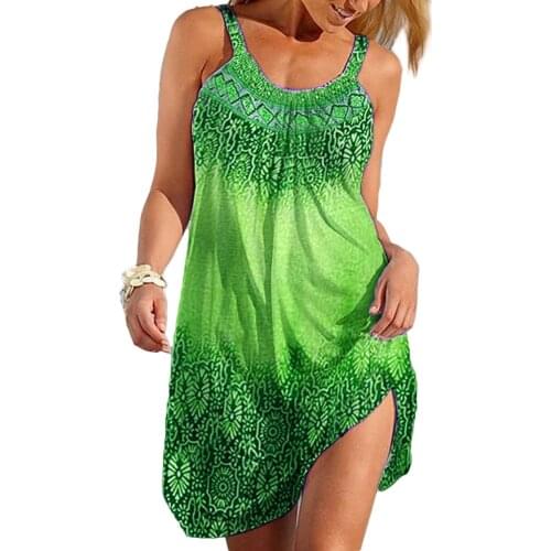 3xl Summer Dresses Women 2021 Beach Style Casual Loose Plus Size Dress Ladies Print Sexy Strap Short Dress