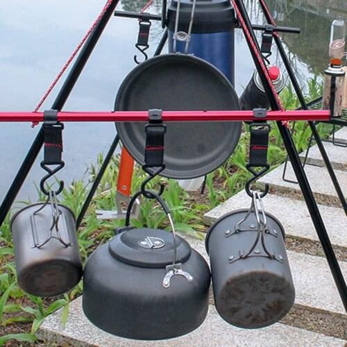 Hot 5Pcs Outdoor Cookware Hanging Rack Hook Triangular Pot Pan Lamp Holder Hook Nylon Hook for Camping Hiking