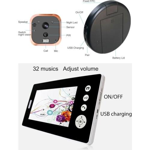 Home Security 2.4GHz wireless Video Digital Door Eye Viewer Camera Smart Home