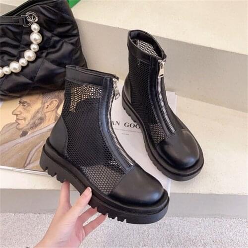 Martin Boots Womens Summer Thin Section British Style 2021 New Wild Mesh White Boots Childrens Thick-soled Short Boots Women