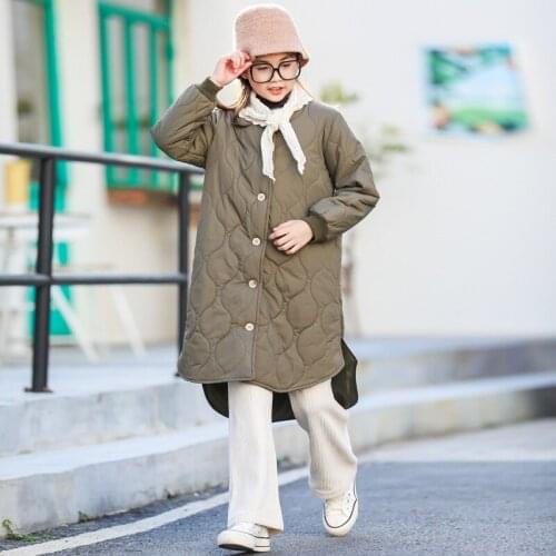 Korean Style Teen Girls Long Style Cotton Coat 2020 Winter Children New Loose Casual Jacket Fashion Kids Warm Clothing, #1166