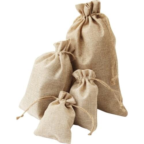 10pcs Hessian Jute Bags Linen Jewelry Pouches Burlap Gift Bags with Drawstring for Wedding Birthday Party Wedding Favors