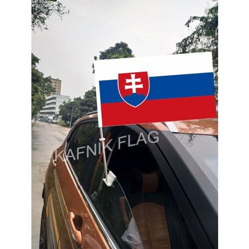 KAFNIK,30*45CM Slovakia Window Car Flags with 43/52cm flagpole for car decoration